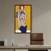 Abstract - Moderen - Girl With Ball - Framed Canvas