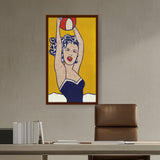 Abstract - Moderen - Girl With Ball - Framed Canvas