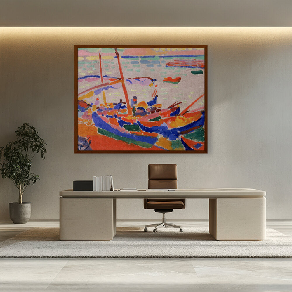 Abstract - Moderen - Fishing Boats, Collioure - Framed Canvas