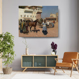 Marketplace Scene With Horse - Wall Canvas