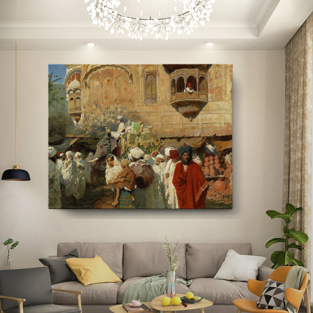 Kiran - Valipa - Colorful Marketplace Scene - Wall Canvas