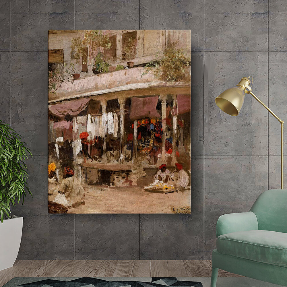 Kiran - Valipa - A Vibrant Bazaar Scene - Wall Canvas
