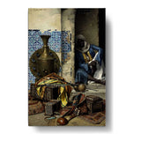 Resting Musician In A Courtyard - Wall Canvas