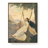 Woman On A Swing - Floating Framed Canvas