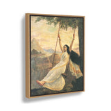 Woman On A Swing - Floating Framed Canvas