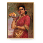 Woman With Fruits - Floating Framed Canvas