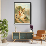 Goddess With Veena - Framed Wall Art