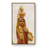 Woman With Water Pots - Floating Framed Canvas