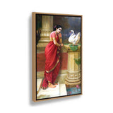 Woman With Swan - Floating Framed Canvas