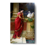 Woman With Swan - Wall Canvas