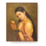 Woman Holding A Fruit1 - Floating Framed Canvas