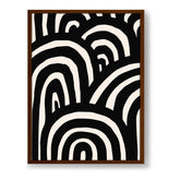 Black And White Waves - Framed Canvas