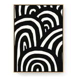 Black And White Waves - Floating Framed Canvas