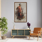 Indian Dancing Girl - Framed Canvas