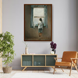 Young Woman At A Window - Framed Canvas
