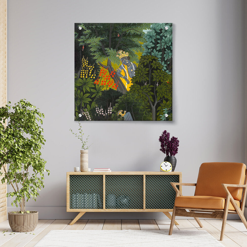 Picasoul - Artist - Krishna In The Forest - Acrylic Wall Photo
