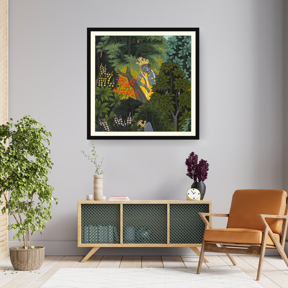 Picasoul - Artist - Krishna In The Forest - WALL MOUNT FRAME