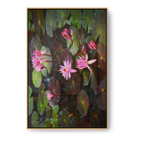 Pink Lotus, Pink Watter Lily - FLOATING FRAME