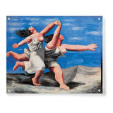 Two Women Running On The Beach - Acrylic Wall Photo