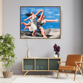Picasoul - Artist - Two Women Running On The Beach - FLOATING FRAME