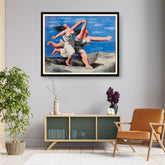 Picasoul - Artist - Two Women Running On The Beach - WALL MOUNT FRAME