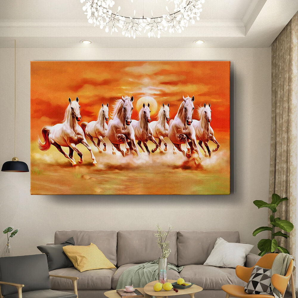 Picasoul - Artist - Seven Lucky Running Horses - Wall Canvas