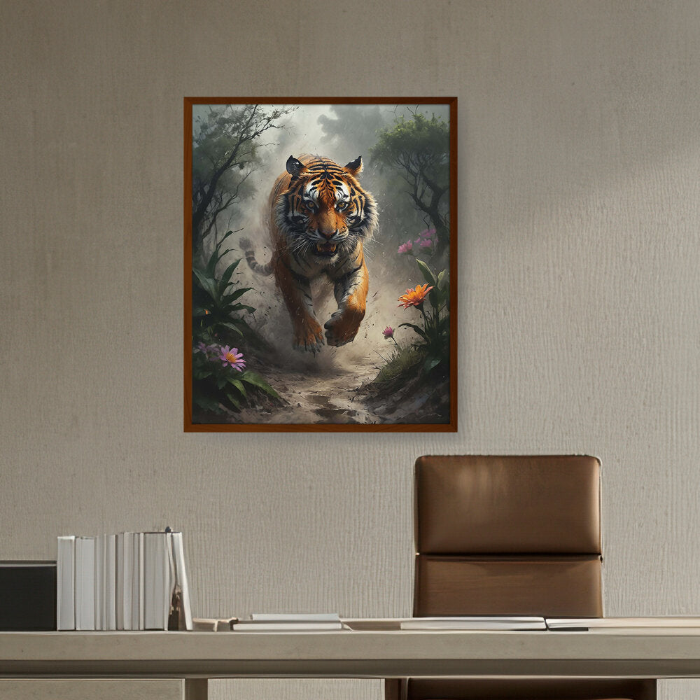 Picasoul - Artist - Running Tiger - Framed Canvas