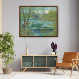 Fishing In Spring - Framed Canvas
