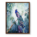 Watercolour Peacock Bird - Framed Canvas