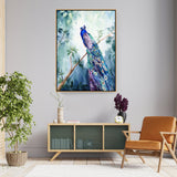 Watercolour Peacock Bird - FLOATING FRAME