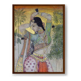 Indian Woman Painting Print - Framed Canvas