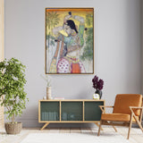 Indian Woman Painting Print - FLOATING FRAME