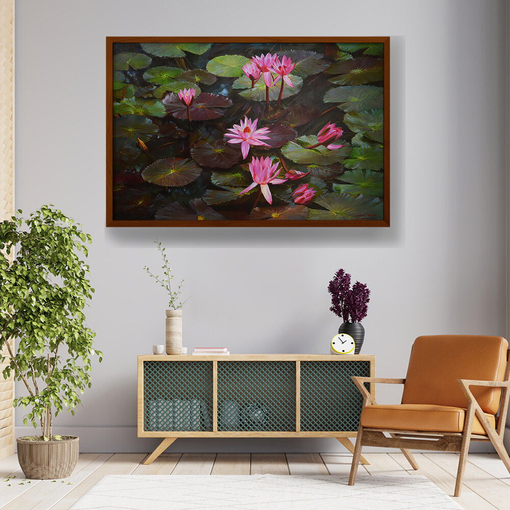 Picasoul - Artist - Lotus Flowers - Framed Canvas