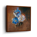 Study Of Three Parrot Tulips - Framed Canvas