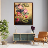 Picasoul - Artist - Pink Lotus Blossoms And Leaves - Framed Canvas