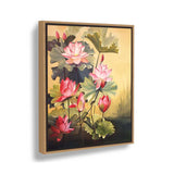 Pink Lotus Blossoms And Leaves - FLOATING FRAME