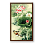Mandarin Duck In Water - Framed Canvas