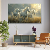 Three White Horses Running - Acrylic Wall Photo