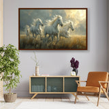 Picasoul - Artist - Three White Horses Running - Framed Canvas