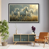 Picasoul - Artist - Three White Horses Running - WALL MOUNT FRAME