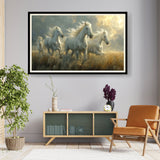 Picasoul - Artist - Three White Horses Running - WALL MOUNT FRAME