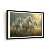 Three White Horses Running - WALL MOUNT FRAME