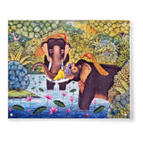 Lord Krishna With Elephants - Acrylic Wall Photo