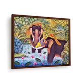 Lord Krishna With Elephants - Framed Canvas