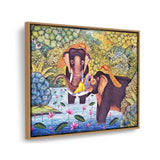 Lord Krishna With Elephants - FLOATING FRAME