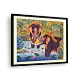Lord Krishna With Elephants - WALL MOUNT FRAME
