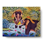 Lord Krishna With Elephants - Wall Canvas