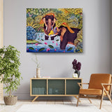 Lord Krishna With Elephants - Wall Canvas