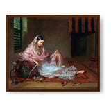 An Indian Girl With A Hookah - Framed Canvas