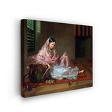 An Indian Girl With A Hookah - Wall Canvas